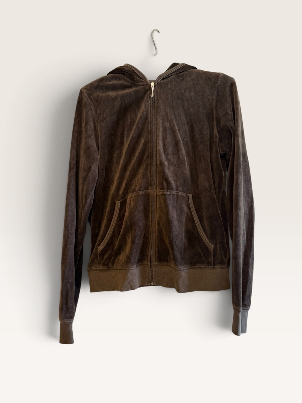 Vintage Y2K Juicy Couture Brown Velour Zip Hoodie XL Made in USA